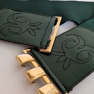 Loring & Paige Dark Green Wide Elastic Belt Size M-L